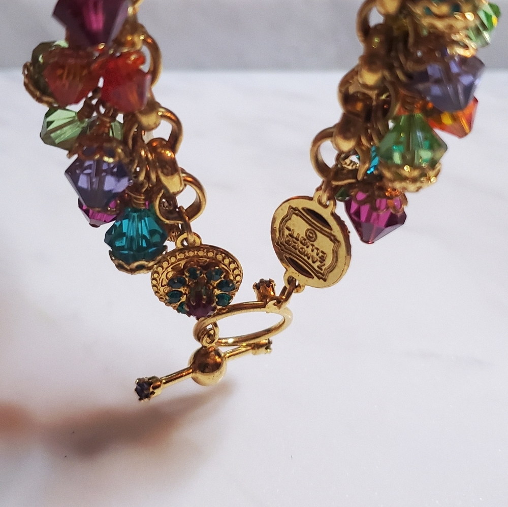 Vintage Zander Elliott Lunch At The Ritz rainbow gem charm bracelet - Picture 10 of 12